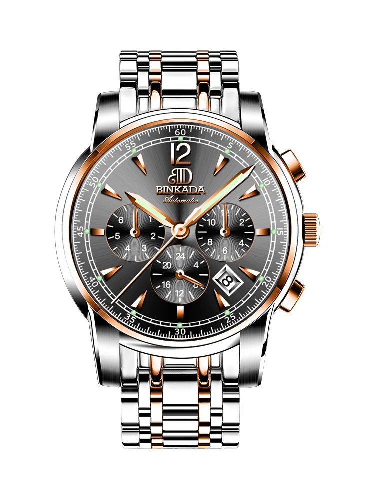 Часы Binkada Мужские механические с большим циферблатом Модные полые