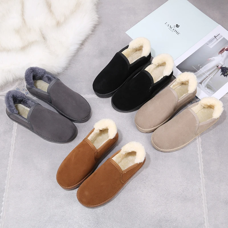 Ботинки BomKinta женские из флока дизайнерские мягкие Меховые ботинки без застежек