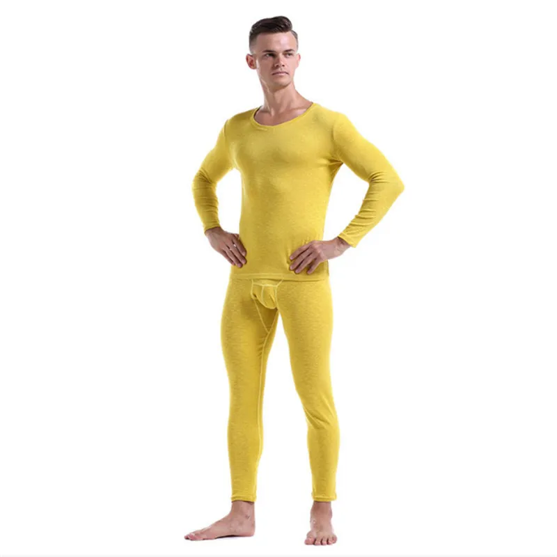 Мужское эластичное термобелье из бамбукового хлопка с V-образным вырезом и