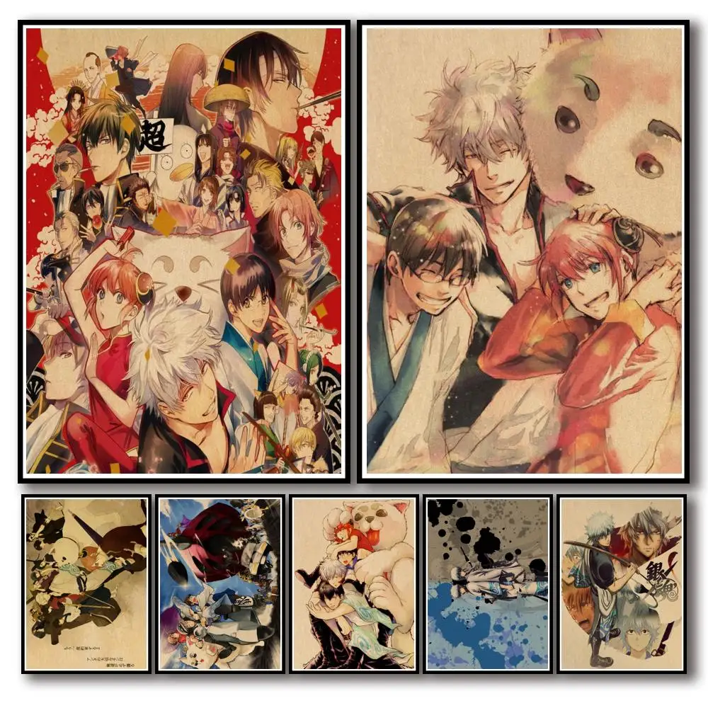 

31 дизайн, аниме Gintama плакат из крафт-бумаги Home Decal, наклейка на стену для кофейни, бара 1