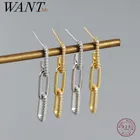 Женские серьги-подвески WANTME из серебра 925 пробы с кубинской цепью в стиле панк и хип-хоп