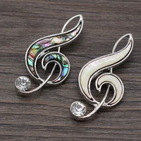 new natural shell brooches reiki heal musical note shape alloy pins for girls party weddings costume coat accessories jewelry