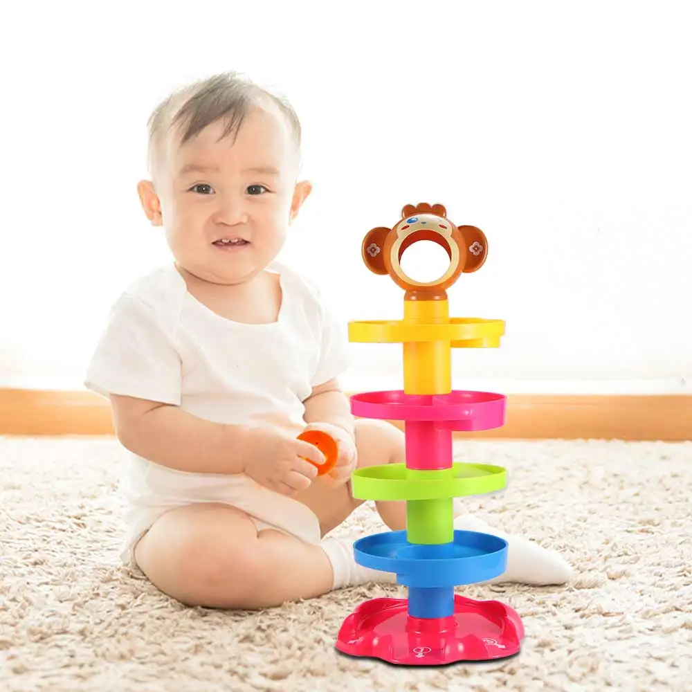 

Вращающаяся трек, Вращающаяся башня с шариками, детские игрушки, погремушки, игрушка для детей от 0 до 24 месяцев, обучающая игрушка для новор...