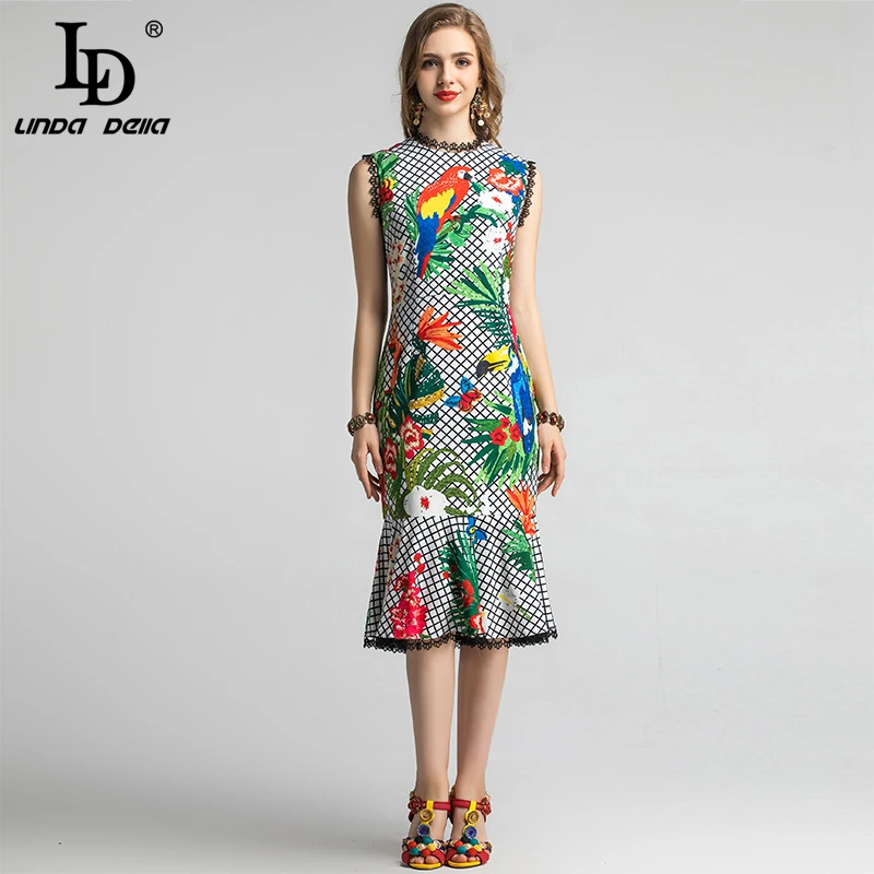 LD LINDA DELLA модное подиумное летнее платье для женщин без рукавов в клетку с