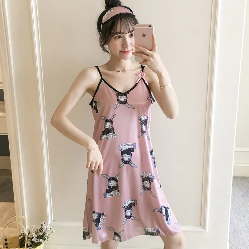 Smmoloa Женская пикантная молочная шелковая ночная рубашка атласная с V-образным