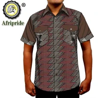 2020 african shirts for men crop top casual blouse stand neck single breasted ankara attire print shirt slim fit s2012007