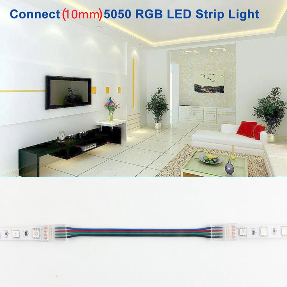

5pcs/lot 4pin 10mm RGB LED Strip Connector Single Dual End Solderless Cover For SMD 5050 3528 IP20 LED Strip