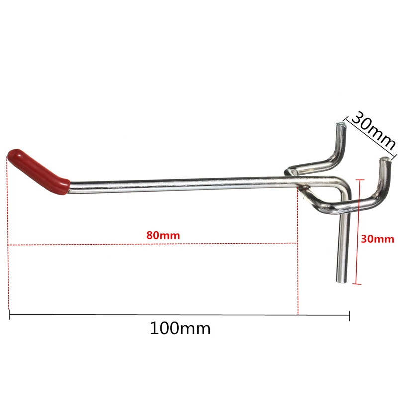 MTGATHER 25pcs 100mm Pegboard Hooks Slat Wall Retail Display Shop Peg Hang Fits Home Hanger Chrome Metal 1-1.5KG Loading | Обустройство