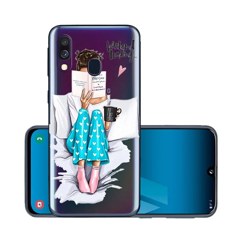 Модный мягкий чехол из ТПУ с рисунком супер мама девочка ребенок для Samsung A40 A 40