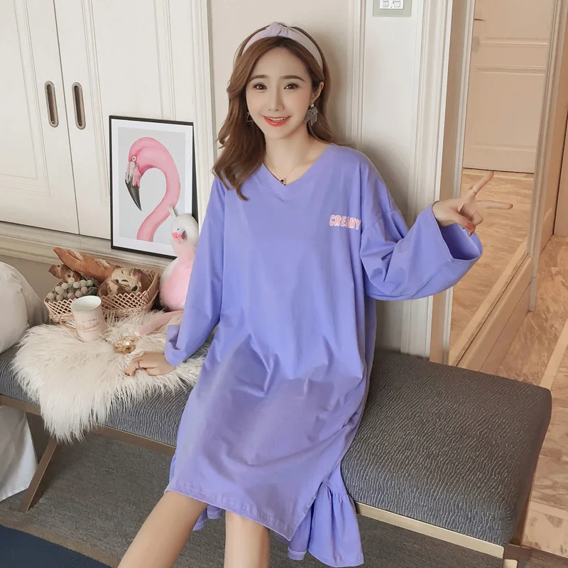 Good Quality Autumn Winter Warm Full Cotton Nightgown Home Wear Lovely Nightgowns for Women Loose Girl Sleepwear Nightgown