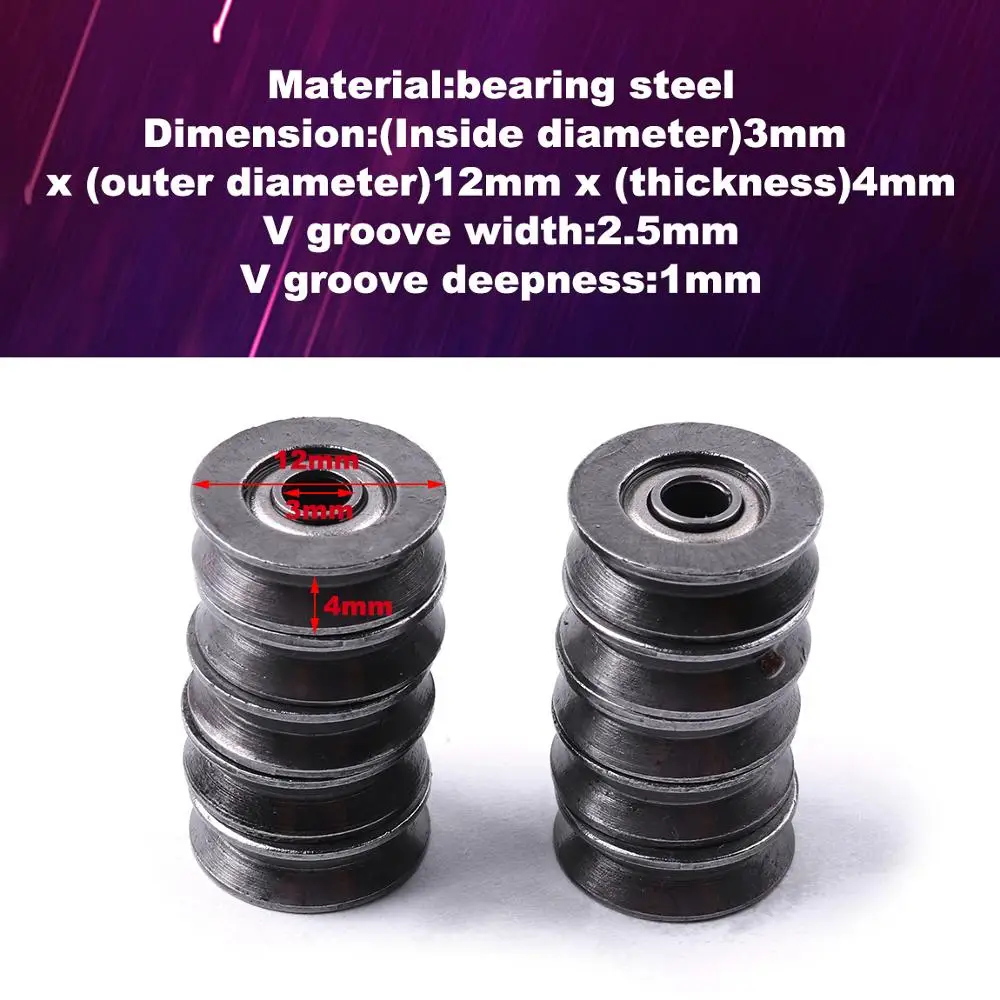 

1/2/5/10/20/50 Pcs V623 Pulley Bearing Deep V Groove Bearing Steel Ball Bearing Set 3x12x4mm Shaft Bearings Kits
