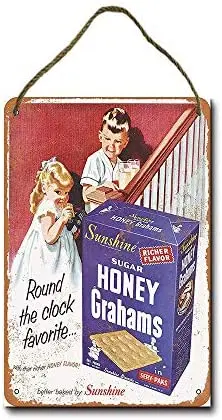 

Metal Sign 8 x 12 inch 1954 Sunshine Honey Graham Crackers Wall Decor Hanging Sign