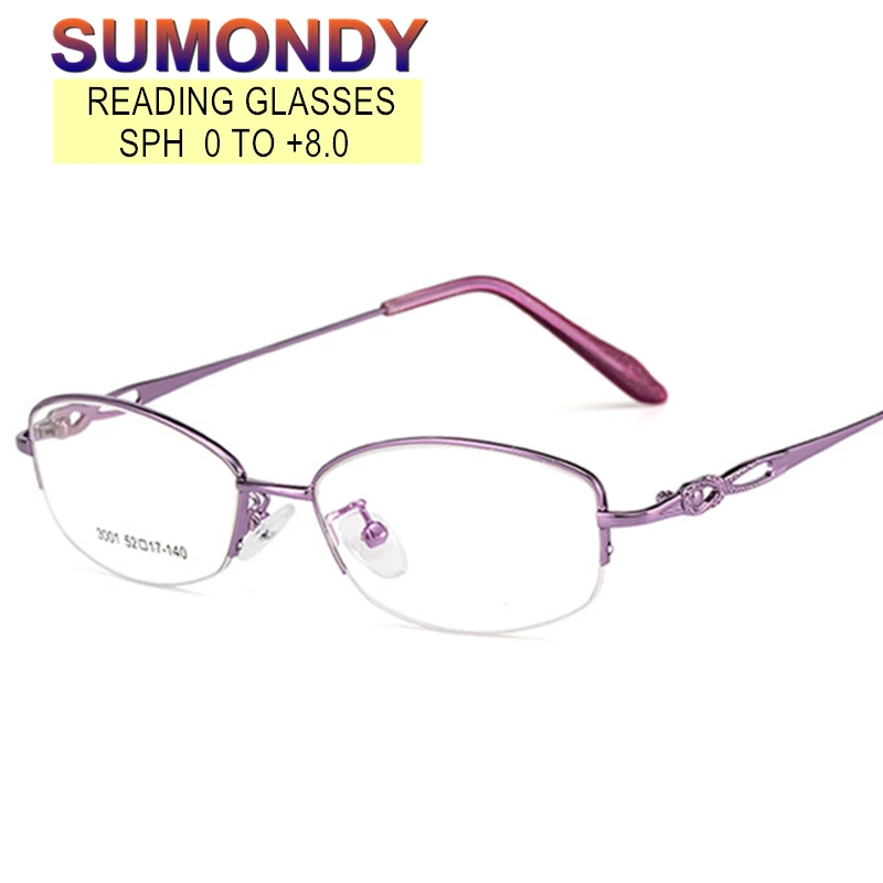 SUMONDY очки для чтения по рецепту SPH от 0 до + 8 женщин эллипс титановый сплав оправа