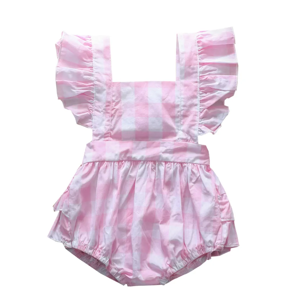 SAGACE/Одежда для маленьких девочек Милый клетчатый комбинезон принцессы с