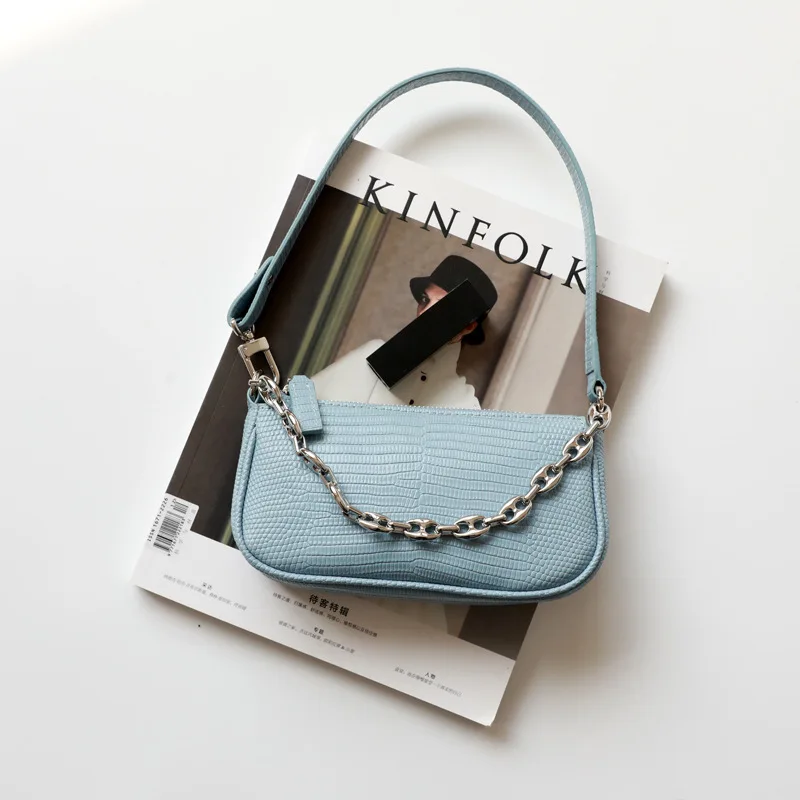 

OUSSON 2021New Design Leather Baguette Bag Exquisite Female Retro Underarm Bag One Shoulder Bag