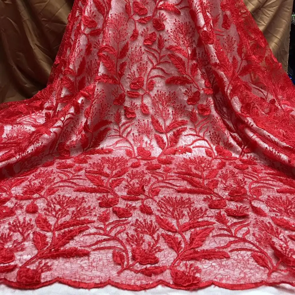 

Madison African Lace Fabric 2020 Embroidery French Tulle Lace Fabric with Sequins Nigerian Net Lace for Evening Wedding Dress