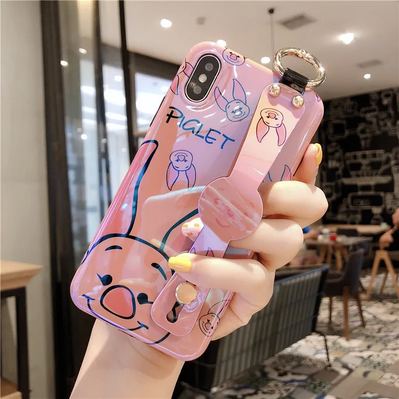 Для Iphone 6 7 8 S Plus X XR XS XSMAX милый мультфильм Винни Медведь поросенка чехол для телефона защитный силиконовый из ТПУ чехол на запястье