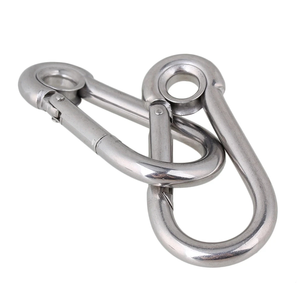 

2PCS Stainless Steel Spring Snap Hook Eyelet for Outdoor Sports Silver