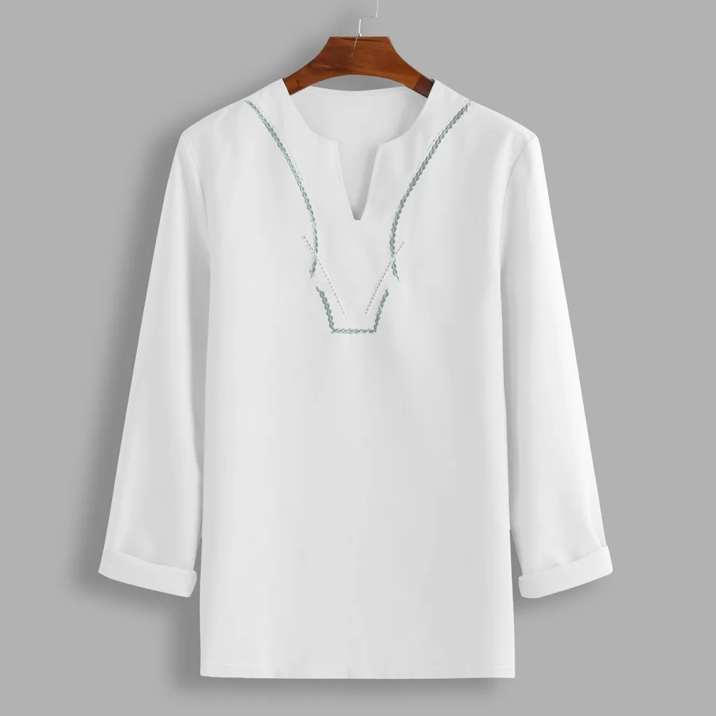 Мужская Повседневная Блузка рубашка из хлопка и льна свободные топы футболка с