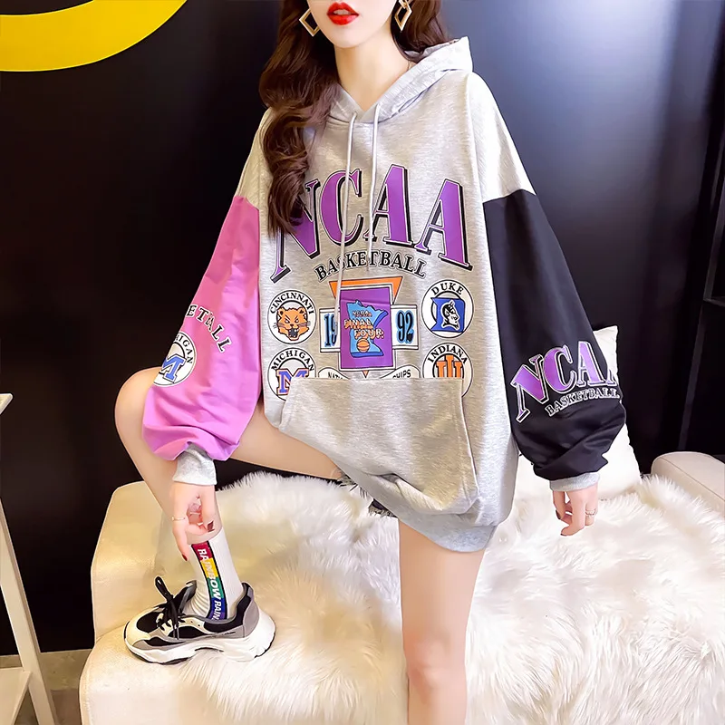 

New Oversized Hoodie Long Sleeve Free Shipping Clothes Women Sweatshirt Printing Spring/Autumn Pullovers Casual Cotton Fashion
