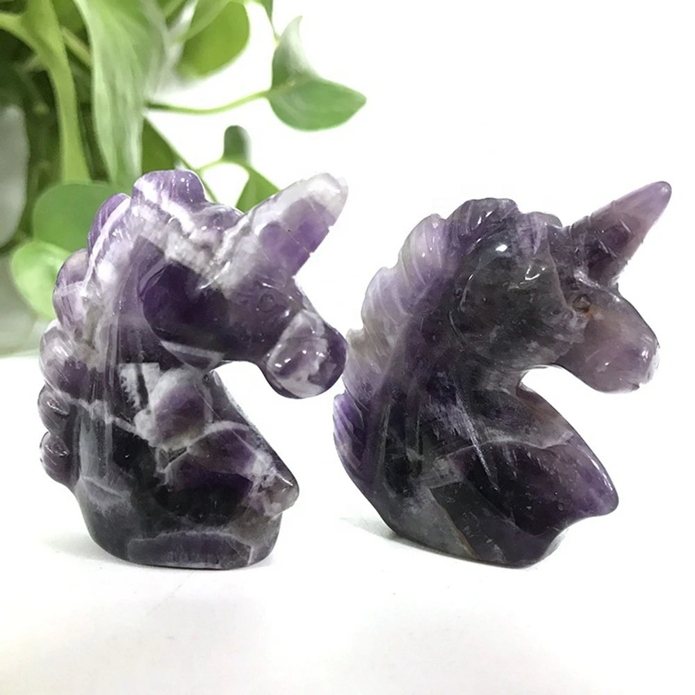 Естественный прекрасный сон Аметист Единорог Кристал кварца натуральный камень