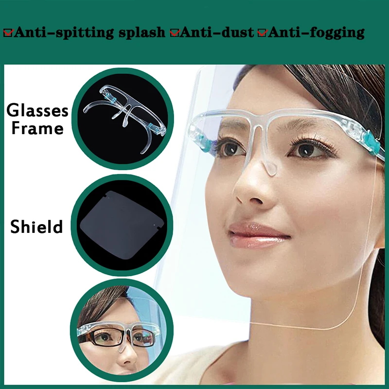 

1 PC Home Cooking Face Screen Double-Sided Anti-Fog Prevent Liquid Oil-Splashing Protective Face Shield With Glasses