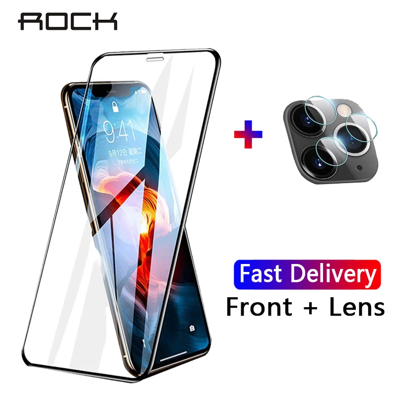 Защитное закаленное стекло Rock для iphone 11 Pro Max полностью клеящееся камеры Xs XR X 7 8