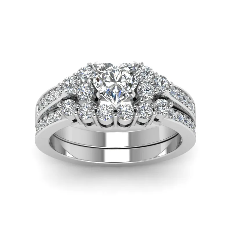 

Ofertas Trendy Milangirl Fashion Romantic Heart Shaped Zircon Luxury Women's Ring Set Girl Party Accessories Engagement Wedding