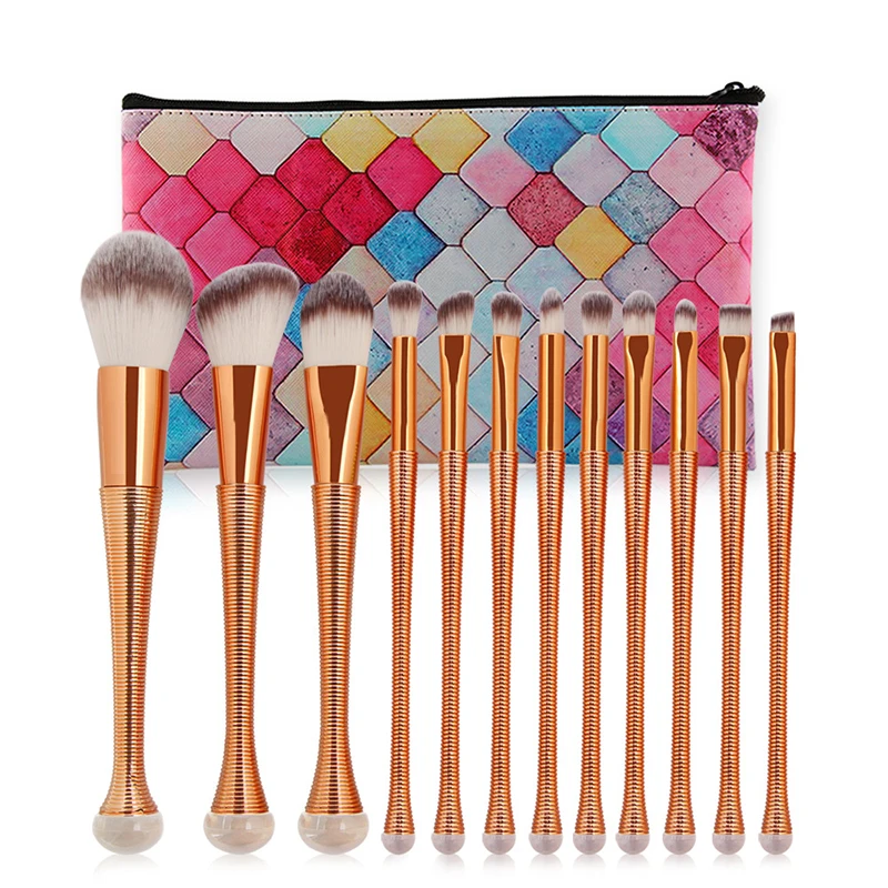 12 шт. профессиональные русалки кисти для макияжа бровей основы пудры