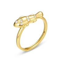 ly 925 sterling silver aaaaa cubic zircon cute fish 10k gold korean style original finger ring for women fine jewelry