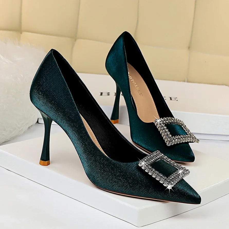 BIGTREE/туфли на высоком каблуке Цвет черный розовый золотистый Женские туфли