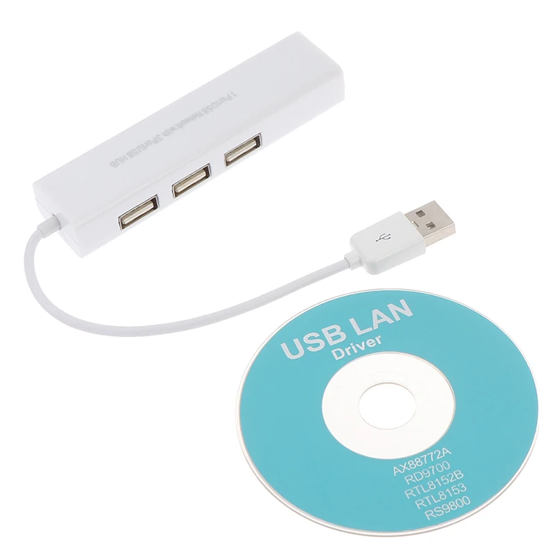 USB Ethernet с 3 портами usb хаб 2 0 RJ45 Lan сетевая карта в адаптер для ПК концентратор