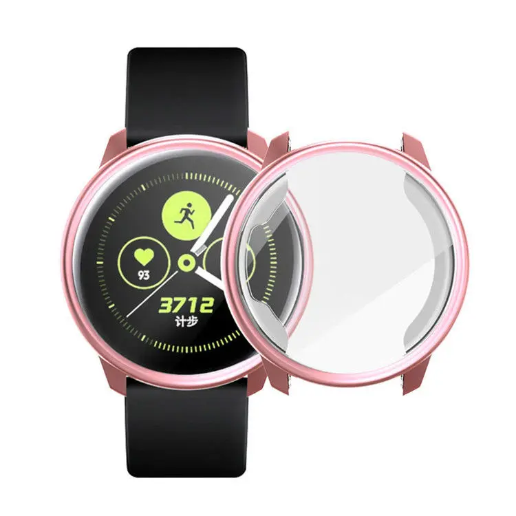 Pink Защитный чехол для экрана для samsung Galaxy watch active 2 44 мм 40 мм мягкий Универсальный чехол из ТПУ бампер для часов Active2 аксессуары 44 - Цвет: Pink