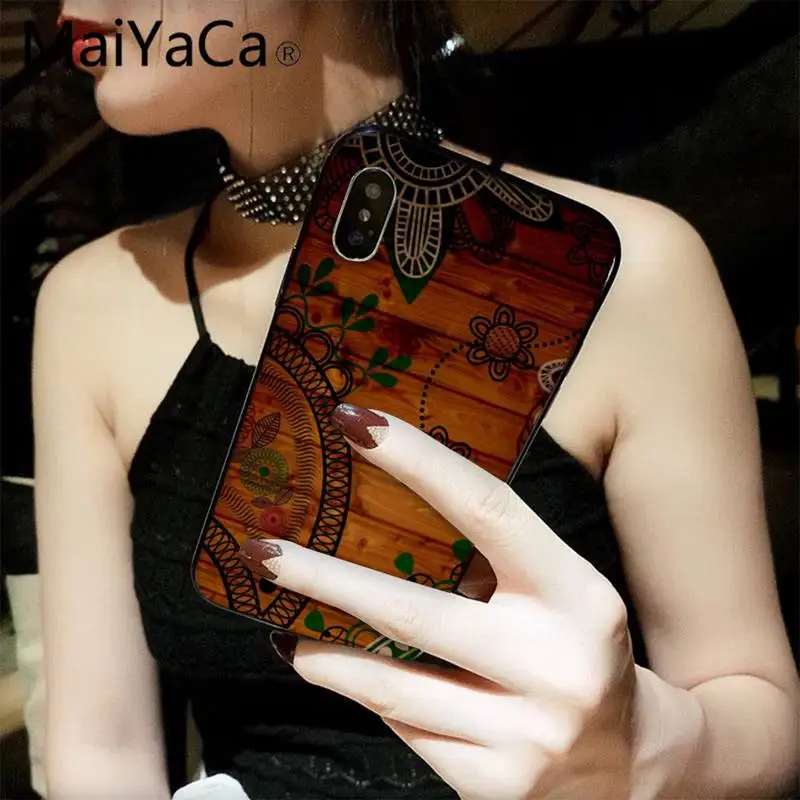 

MaiYaCa Wood Mandala Flower Art Phone Case fundas for iPhone 12 8 7 6 6S Plus X XS MAX 5 5S SE XR 11 12 pro promax shell