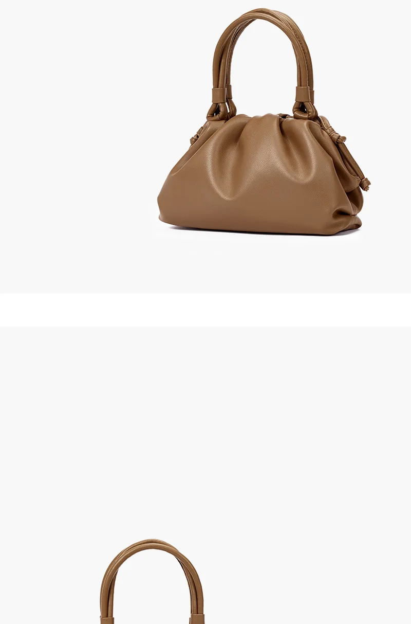 women handbag cowhide Shoulder bag fashion pleated cloud bag