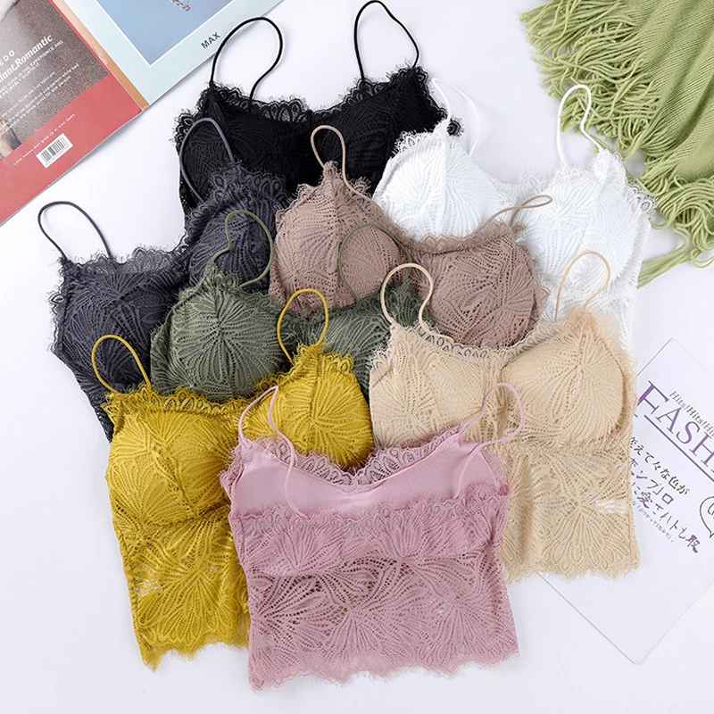 

Women Bras Pad Push Up Wireless Lace Bra Top Sexy Bralette Plus Size Fitness Underwear Flower Pattern Lingerie Full Cup Fashion