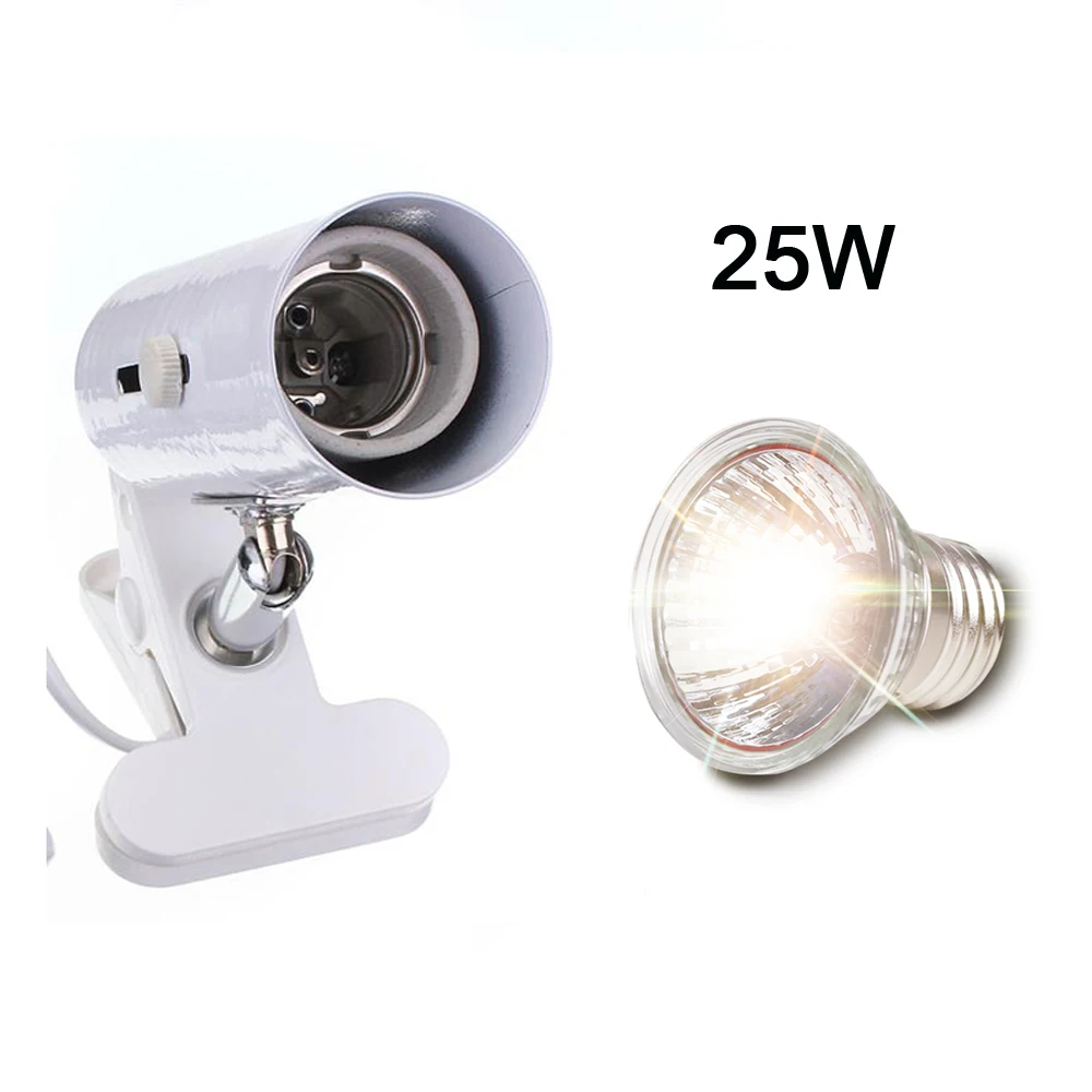 White and 25W lamp UVA+ UVB 3,0 лампа для рептилий комплект с зажимом керамический держатель для ламп черепаха греется УФ нагревательный набор ламп черепахи ящерицы освещение - Цвет: White and 25W lamp