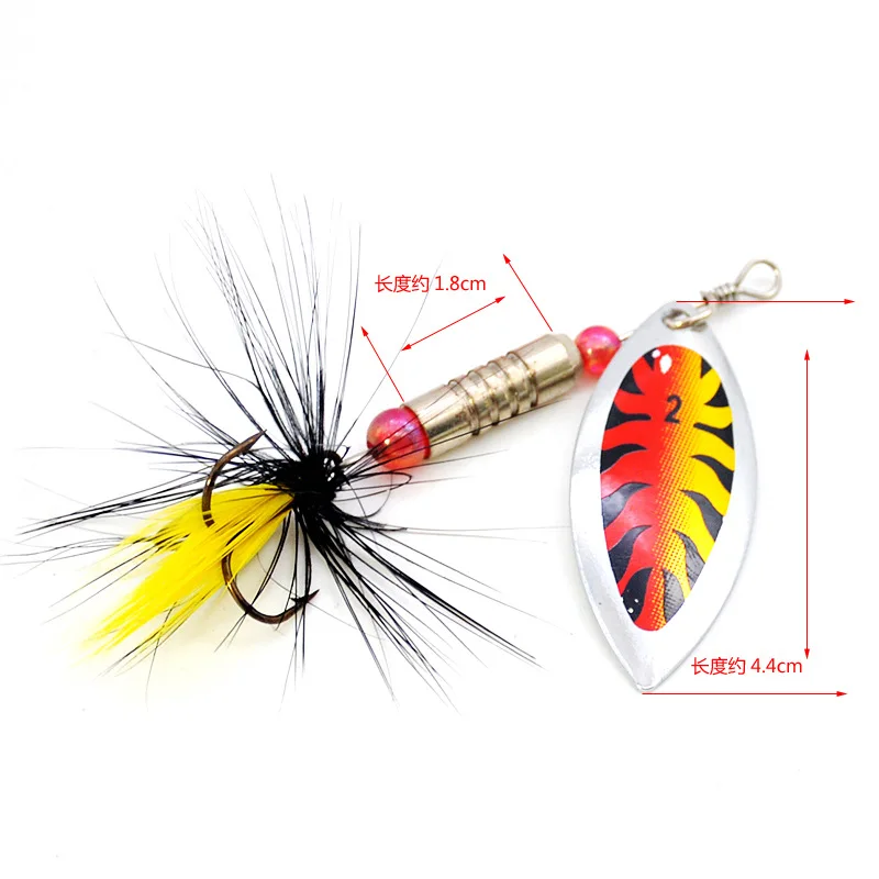 Fishing Lure Spinner Bait Rotation Sequins Metal Spoons Feather Jig Hook Artificial Lures Bass Culter 5 Pieces Set | Спорт и