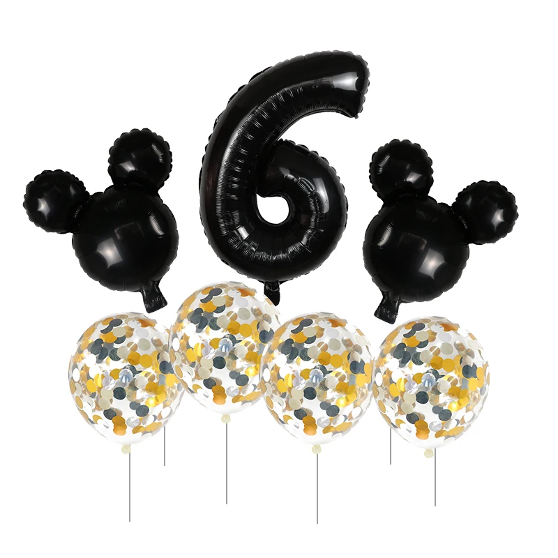 Кофе 7 шт. фольгированный шар с Микки и Минни Маус, 30 дюймов, шар с цифрами, Золотое конфетти, латексные шары, детский декоративный шар для вечеринки в честь Дня Рождения - Цвет: Кофе