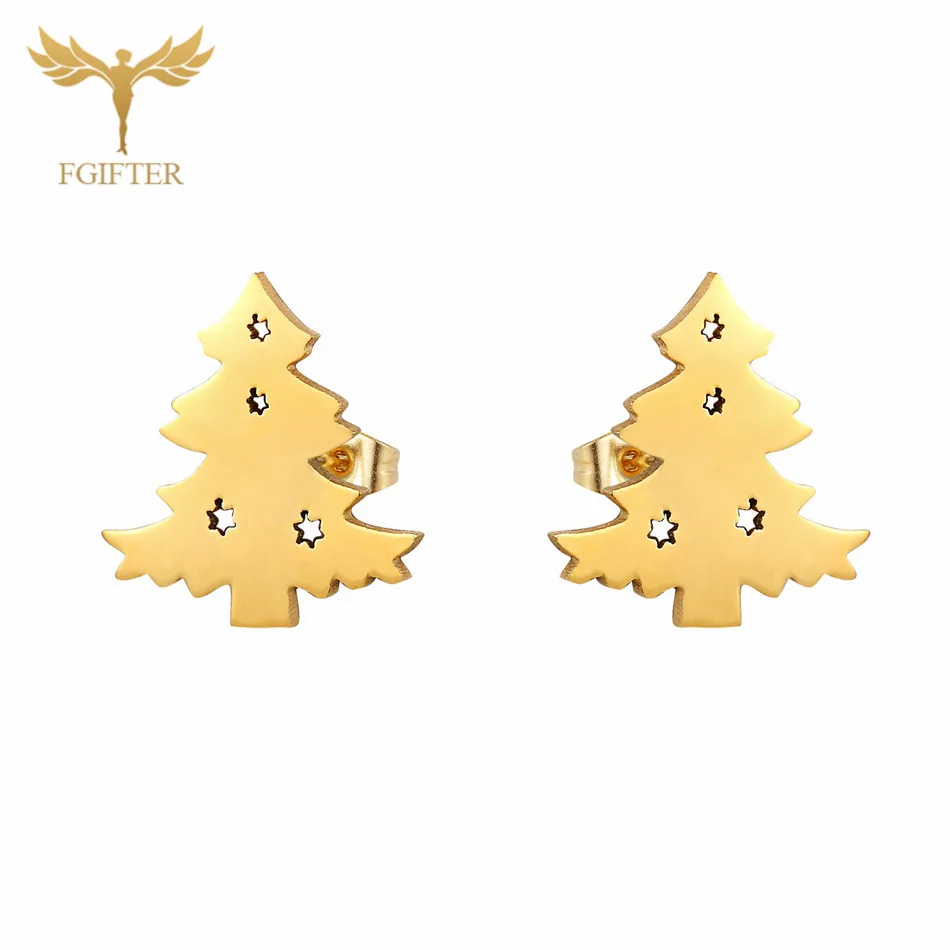Christmas earrings 12pairs/lot Wholesale Star Earrings Set Man Woman Girl Stud Earring Gold Stainless Steel Jewelry Fashion Jewellery - Окраска металла: Christmas earrings