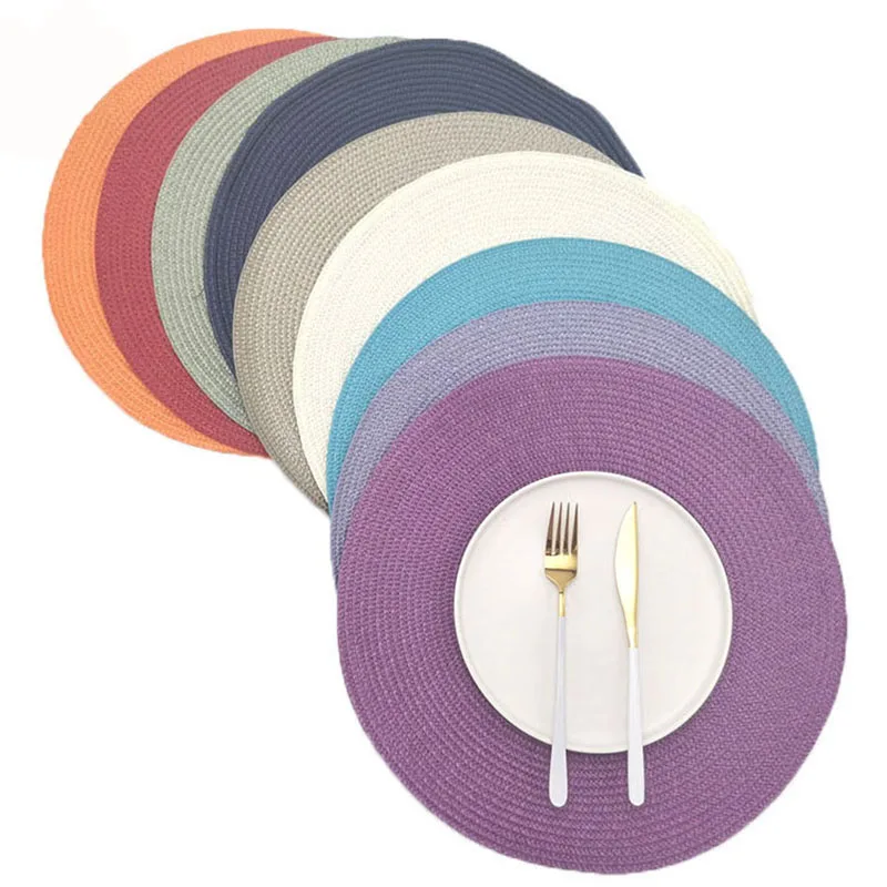 

Nordic Simple Western Placemats Vintage Country Style Solid Color Bowl Cushion Cup Insulation Pad Furniture Supplie Diameter38cm