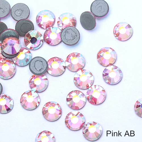 Pink AB SS16 SS20 Блеск стразы Горячая фиксация стразы 1440 шт./упак. кристалл AB Hot Fix стразы одежда свадебное платье E7021 - Цвет: Pink AB