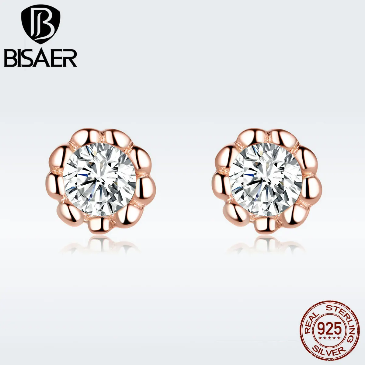Свадебные серьги BISAER 925 пробы серебро прозрачный кубический циркон изысканные