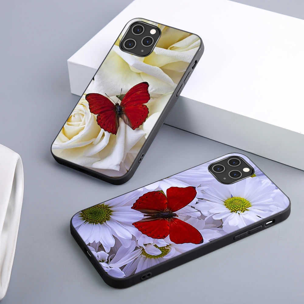 

Blue Butterfly Case For iPhone 12 11 Pro Max Mini Cover for iPhone 11 X XR XS MAX 7 8 6 6S Plus 5S SE 2020 Soft TPU Phone Fundas