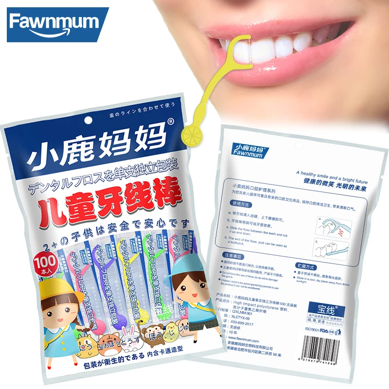 

Fawnmum100 PcsChildren's single standalone dental floss stickPlasticToothpicks Dental Floss Oral Hygiene for CleaningInterdental