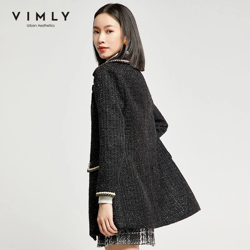 Элегантная Офисная Женская куртка Vimly модное однобортное пальто с отложным