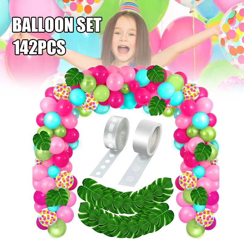 

142Pcs Balloons Tropical Hawaii Theme Latex Balloon Set Creative Balloon Garland Arch Decoration for Wedding Party Birthday