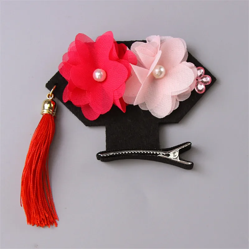 10 шт./лот новая корона в китайском стиле с кисточками и цветами красная розовая