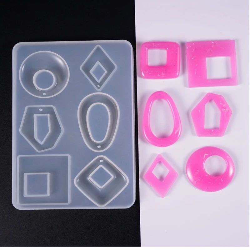 

2021 1PCS 6 Style Pendants Craft DIY Transparent UV Resin Liquid Silicone Combination Molds for Making Earring Necklace Jewelry
