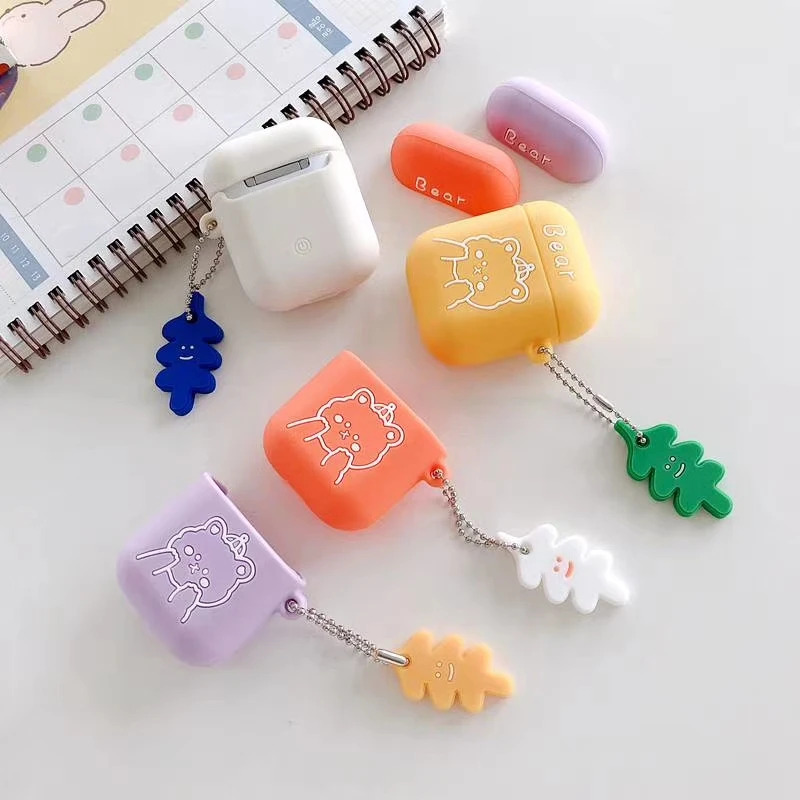 

Cute bear patterns case for airpods 1/2/ pro soft cover Feel smooth with Lanyard for airpod